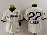 Women's Los Angeles Dodgers #22 Clayton Kershaw Cream 2024 City Connect Limited Jersey,baseball caps,new era cap wholesale,wholesale hats