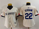 Women's Los Angeles Dodgers #22 Clayton Kershaw Cream 2024 City Connect Limited Stitched Jersey,baseball caps,new era cap wholesale,wholesale hats