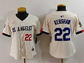 Women's Los Angeles Dodgers #22 Clayton Kershaw Number Cream 2024 City Connect Limited Stitched Jersey,baseball caps,new era cap wholesale,wholesale hats