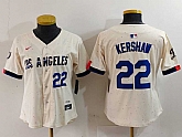 Women's Los Angeles Dodgers #22 Clayton Kershaw Number Cream 2024 City Connect Limited Stitched Jerseys,baseball caps,new era cap wholesale,wholesale hats