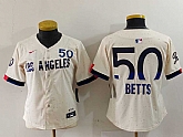 Women's Los Angeles Dodgers #50 Mookie Betts Cream 2024 City Connect Limited Jersey,baseball caps,new era cap wholesale,wholesale hats