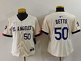 Women's Los Angeles Dodgers #50 Mookie Betts Number Cream 2024 City Connect Limited Stitched Jerseys,baseball caps,new era cap wholesale,wholesale hats