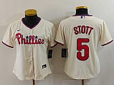 Women's Philadelphia Phillies #5 Bryson Stott Cream Cool Base Jersey,baseball caps,new era cap wholesale,wholesale hats