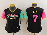 Women's San Diego Padres #7 Ha Seong Kim Black Fashion Baseball Jersey,baseball caps,new era cap wholesale,wholesale hats