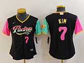 Women's San Diego Padres #7 Ha Seong Kim Black Player Number Fashion Baseball Jersey,baseball caps,new era cap wholesale,wholesale hats