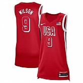 Women's USA Basketball #9 A'ja Wilson Red 2024 Swingman Stitched Jersey,baseball caps,new era cap wholesale,wholesale hats