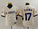 Youth Los Angeles Dodgers #17 Shohei Ohtani Cream Blue 2024 City Connect Limited Jersey,baseball caps,new era cap wholesale,wholesale hats