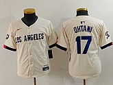 Youth Los Angeles Dodgers #17 Shohei Ohtani Cream Blue 2024 City Connect Limited Stitched Jersey,baseball caps,new era cap wholesale,wholesale hats