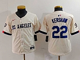 Youth Los Angeles Dodgers #22 Clayton Kershaw Cream 2024 City Connect Limited Stitched Jersey,baseball caps,new era cap wholesale,wholesale hats