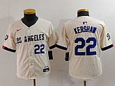 Youth Los Angeles Dodgers #22 Clayton Kershaw Number Cream 2024 City Connect Limited Stitched Jerseys,baseball caps,new era cap wholesale,wholesale hats