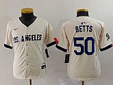 Youth Los Angeles Dodgers #50 Mookie Betts Cream 2024 City Connect Limited Stitched Jersey,baseball caps,new era cap wholesale,wholesale hats