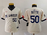 Youth Los Angeles Dodgers #50 Mookie Betts Number Cream 2024 City Connect Limited Stitched Jerseys,baseball caps,new era cap wholesale,wholesale hats