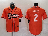 Men's Chicago Bears #2 DJ Moore Orange With Patch Cool Base Stitched Baseball Jersey,baseball caps,new era cap wholesale,wholesale hats