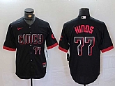 Men's Cincinnati Reds #77 Rece Hinds Number Black 2023 City Connect Cool Base Stitched Jersey,baseball caps,new era cap wholesale,wholesale hats