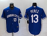 Men's Kansas City Royals #13 Salvador Perez Number Royal Cool Base Stitched Jersey,baseball caps,new era cap wholesale,wholesale hats