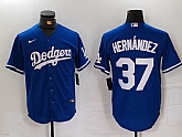 Men's Los Angeles Dodgers #37 Teoscar Hernandez Blue Cool Base Stitched Jersey,baseball caps,new era cap wholesale,wholesale hats