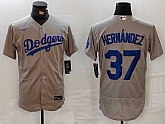 Men's Los Angeles Dodgers #37 Teoscar Hernandez Grey Flex Base Stitched Jersey,baseball caps,new era cap wholesale,wholesale hats