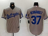 Men's Los Angeles Dodgers #37 Teoscar Hernandez Grey With Los Cool Base Stitched Jersey,baseball caps,new era cap wholesale,wholesale hats