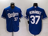 Men's Los Angeles Dodgers #37 Teoscar Hernandez Number Blue Cool Base Stitched Jerseys,baseball caps,new era cap wholesale,wholesale hats