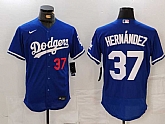 Men's Los Angeles Dodgers #37 Teoscar Hernandez Number Blue Flex Base Stitched Jersey,baseball caps,new era cap wholesale,wholesale hats