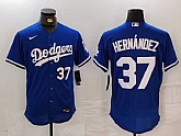 Men's Los Angeles Dodgers #37 Teoscar Hernandez Number Blue Flex Base Stitched Jerseys,baseball caps,new era cap wholesale,wholesale hats