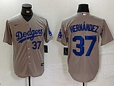 Men's Los Angeles Dodgers #37 Teoscar Hernandez Number Grey Cool Base Stitched Jerseys,baseball caps,new era cap wholesale,wholesale hats