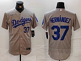 Men's Los Angeles Dodgers #37 Teoscar Hernandez Number Grey Flex Base Stitched Jerseys,baseball caps,new era cap wholesale,wholesale hats