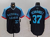 Men's Los Angeles Dodgers #37 Teoscar Hernandez Number Navy 2024 All Star Limited Stitched Jersey,baseball caps,new era cap wholesale,wholesale hats