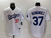 Men's Los Angeles Dodgers #37 Teoscar Hernandez Number White Cool Base Stitched Jersey,baseball caps,new era cap wholesale,wholesale hats