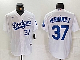 Men's Los Angeles Dodgers #37 Teoscar Hernandez Number White Cool Base Stitched Jerseys,baseball caps,new era cap wholesale,wholesale hats