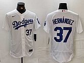 Men's Los Angeles Dodgers #37 Teoscar Hernandez Number White Flex Base Stitched Jerseys,baseball caps,new era cap wholesale,wholesale hats