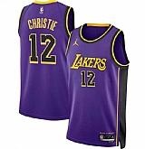 Men's Los Angeles Lakers #12 Max Christie Purple 2024 Statement Edition Stitched Basketball Jersey Dzhi,baseball caps,new era cap wholesale,wholesale hats