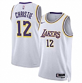 Men's Los Angeles Lakers #12 Max Christie White 2024 Association Edition Stitched Basketball Jersey Dzhi,baseball caps,new era cap wholesale,wholesale hats