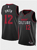 Men's Miami Heat #12 Dru Smith Black 2024 City Edition Stitched Basketball Jersey Dzhi,baseball caps,new era cap wholesale,wholesale hats