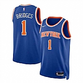 Men's New Yok Knicks #1 Mikal Bridges Blue Icon Edition Swingman Stitched Basketball Jersey Dzhi,baseball caps,new era cap wholesale,wholesale hats