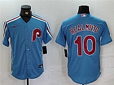 Men's Philadelphia Phillies #10 J.T. Realmuto Blue Cool Base Stitched Jersey,baseball caps,new era cap wholesale,wholesale hats