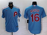 Men's Philadelphia Phillies #16 Brandon Marsh Blue Cool Base Stitched Jersey,baseball caps,new era cap wholesale,wholesale hats