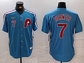 Men's Philadelphia Phillies #7 Trea Turner Number Blue Cooperstown Throwback Cool Base Nike Jersey,baseball caps,new era cap wholesale,wholesale hats