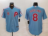 Men's Philadelphia Phillies #8 Nick Castellanos Number Light Blue Cooperstown Cool Base Jersey,baseball caps,new era cap wholesale,wholesale hats