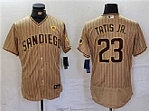 Men's San Diego Padres #23 Fernando Tatis Jr. Tan With PS Patch Flex Base Stitched Baseball Jersey,baseball caps,new era cap wholesale,wholesale hats