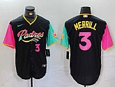 Men's San Diego Padres #3 Jackson Merrill Black Player Number Fashion Baseball Jersey,baseball caps,new era cap wholesale,wholesale hats