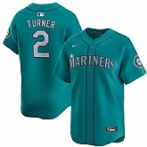 Men's Seattle Mariners #2 Justin Turner Aqua Alternate Limited Stitched jersey Dzhi,baseball caps,new era cap wholesale,wholesale hats