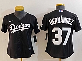 Women's Los Angeles Dodgers #37 Teoscar Hernandez Black Cool Base Stitched Jersey,baseball caps,new era cap wholesale,wholesale hats