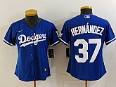 Women's Los Angeles Dodgers #37 Teoscar Hernandez Blue Cool Base Stitched Jersey,baseball caps,new era cap wholesale,wholesale hats