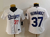 Women's Los Angeles Dodgers #37 Teoscar Hernandez Number White Cool Base Stitched Jersey,baseball caps,new era cap wholesale,wholesale hats