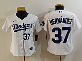 Women's Los Angeles Dodgers #37 Teoscar Hernandez Number White Cool Base Stitched Jerseys,baseball caps,new era cap wholesale,wholesale hats