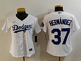 Women's Los Angeles Dodgers #37 Teoscar Hernandez White Cool Base Stitched Jersey,baseball caps,new era cap wholesale,wholesale hats