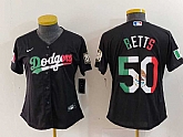 Women's Los Angeles Dodgers #50 Mookie Betts Mexico Black Cool Base Stitched Jersey,baseball caps,new era cap wholesale,wholesale hats