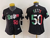 Women's Los Angeles Dodgers #50 Mookie Betts Number Mexico Black Cool Base Stitched Jersey,baseball caps,new era cap wholesale,wholesale hats