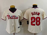 Women's Philadelphia Phillies #28 Alec Bohm Cream Cool Base Jersey,baseball caps,new era cap wholesale,wholesale hats